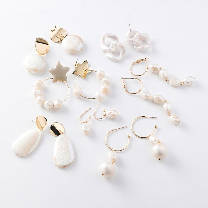 Geometric Acrylic Symphony Pearl Shell Earrings-Jewearrings