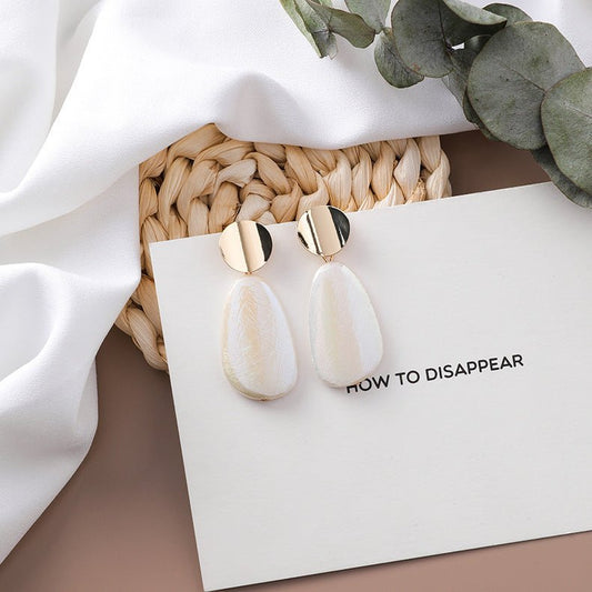 Geometric Acrylic Symphony Pearl Shell Earrings-Jewearrings