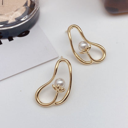 Geometric Big Circle Earrings Female Bare Body Big Foot Stud Earrings-Jewearrings