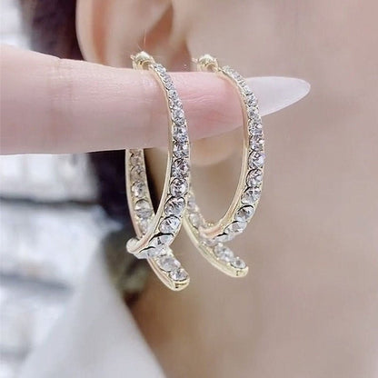 Geometric Eardrops High-grade Diamond Earrings-Jewearrings