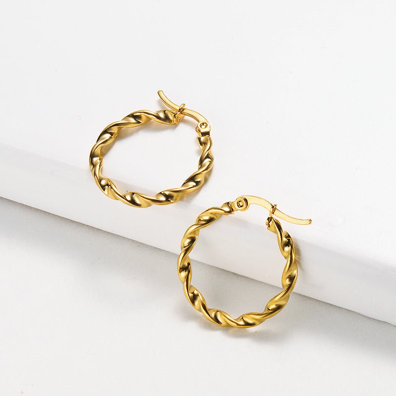 Geometric Earrings Gold-plated Temperament Female New Trendy Hoop Earrings Earrings Titanium Steel-Jewearrings