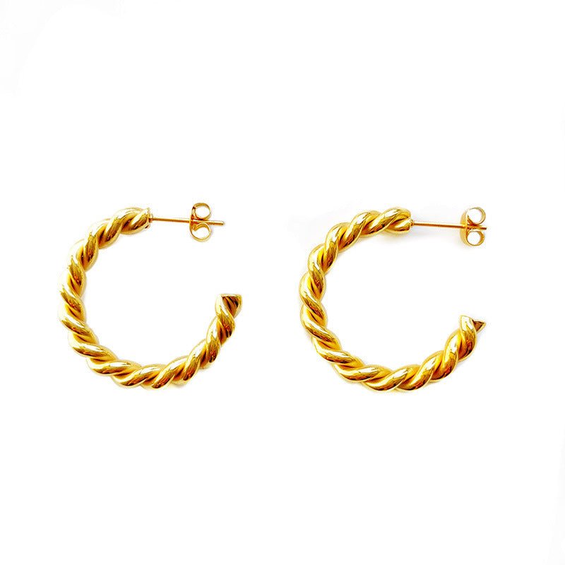 Geometric Earrings Gold-plated Temperament Female New Trendy Hoop Earrings Earrings Titanium Steel-Jewearrings