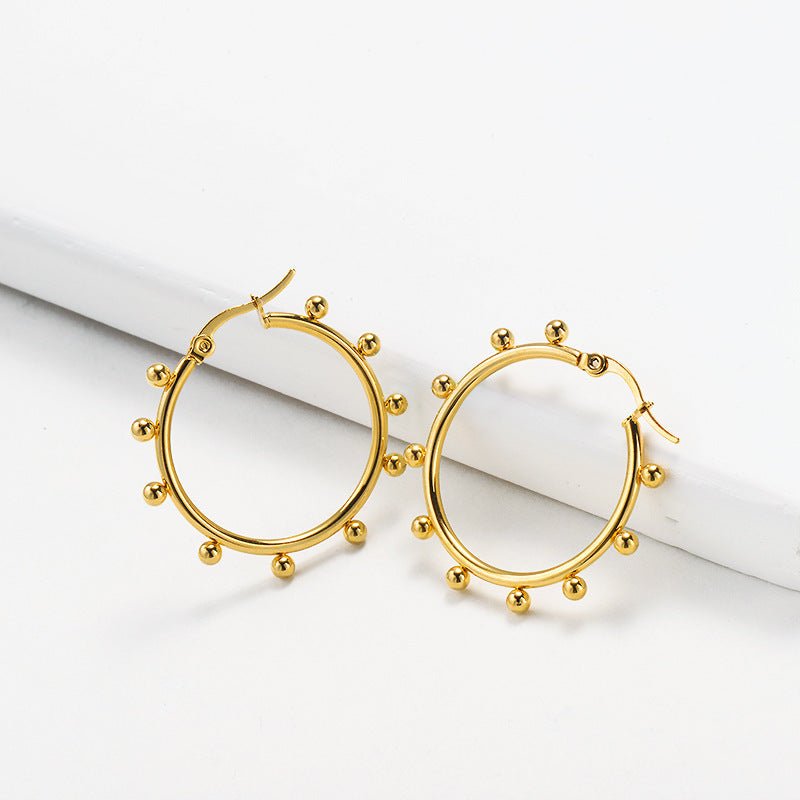 Geometric Earrings Gold-plated Temperament Female New Trendy Hoop Earrings Earrings Titanium Steel-Jewearrings