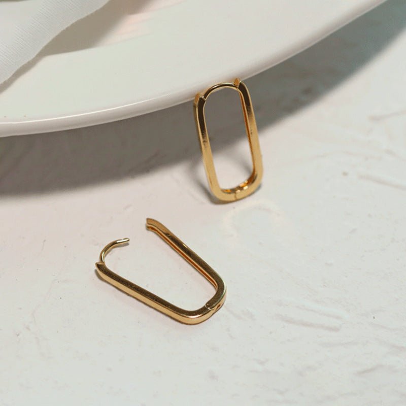 Geometric Earrings Trendy Sterling Silver 14k Gold Plated-Jewearrings