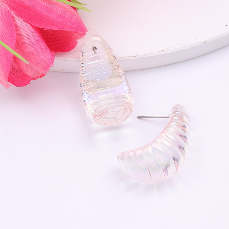 Geometric Electroplating Three-dimensional Thread Water Drop Acrylic Earrings-Jewearrings