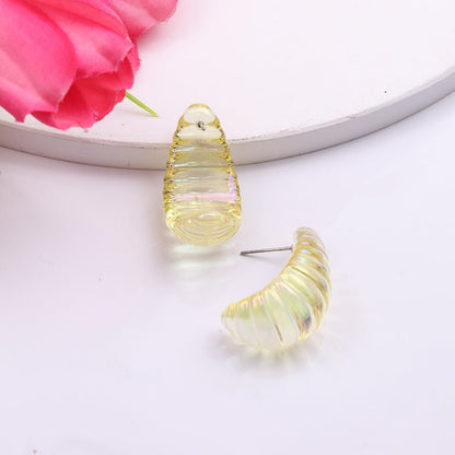 Geometric Electroplating Three-dimensional Thread Water Drop Acrylic Earrings-Jewearrings