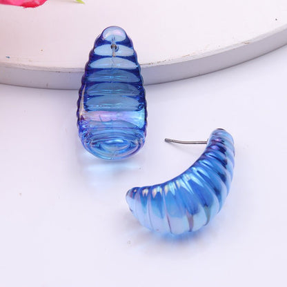 Geometric Electroplating Three-dimensional Thread Water Drop Acrylic Earrings-Jewearrings