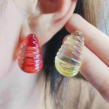 Geometric Electroplating Three-dimensional Thread Water Drop Acrylic Earrings-Jewearrings