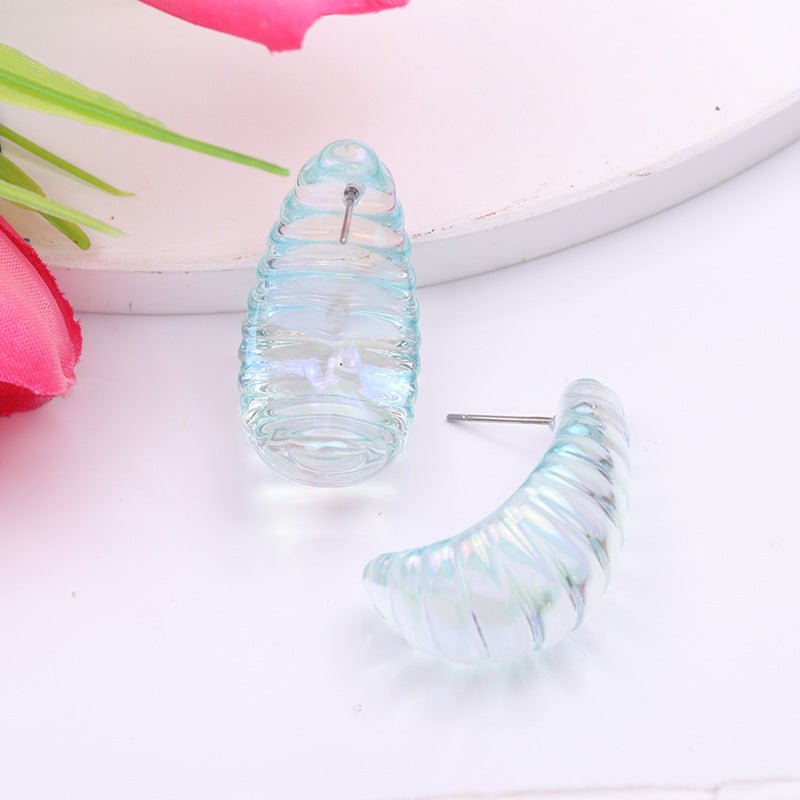 Geometric Electroplating Three-dimensional Thread Water Drop Acrylic Earrings-Jewearrings