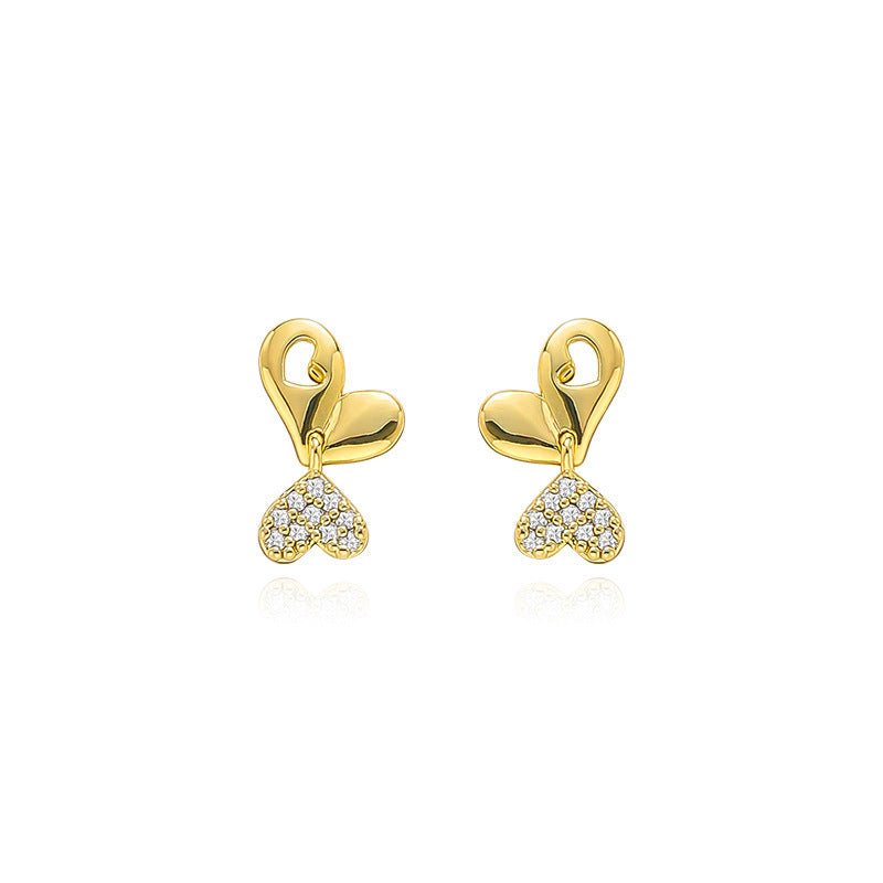 Geometric Fashion Flower Stud Earrings Creative Gold White Diamonds-Jewearrings