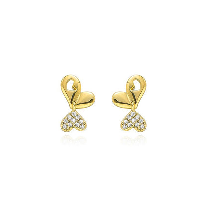 Geometric Fashion Flower Stud Earrings Creative Gold White Diamonds-Jewearrings