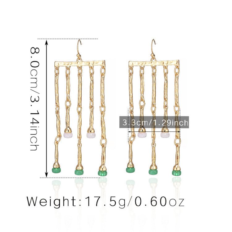 Geometric Gold Acrylic Beads Hollow Circle Alloy Female Earrings-Jewearrings