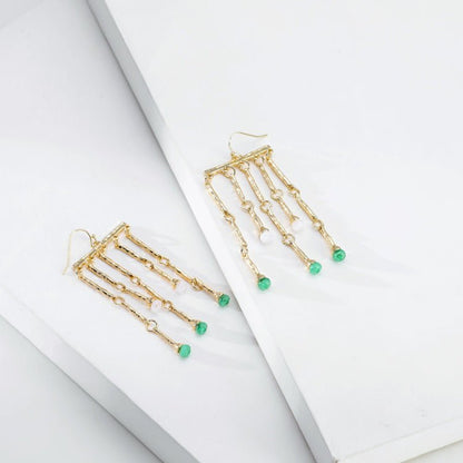 Geometric Gold Acrylic Beads Hollow Circle Alloy Female Earrings-Jewearrings