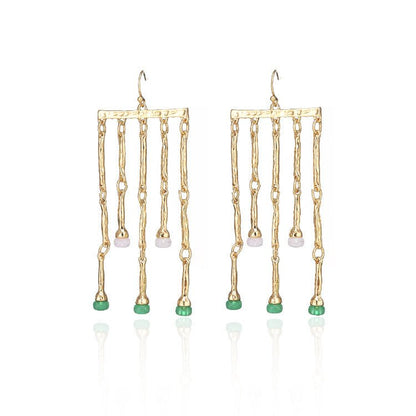 Geometric Gold Acrylic Beads Hollow Circle Alloy Female Earrings-Jewearrings