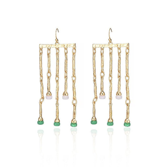 Geometric Gold Acrylic Beads Hollow Circle Alloy Female Earrings-Jewearrings