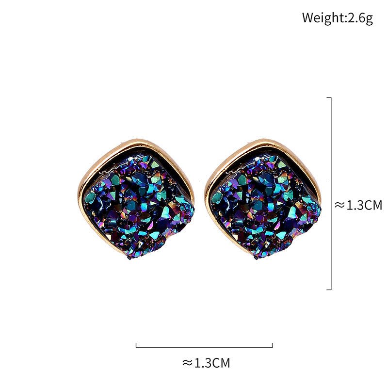 Geometric Imitation Shell Fragments Resin Earrings Female Colorful-Jewearrings