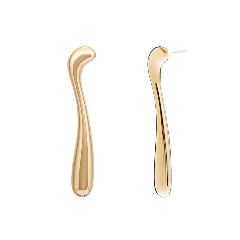 Geometric Lines Flow Gold And Silver Needle Gold Earrings Niche Alloy Earrings-Jewearrings