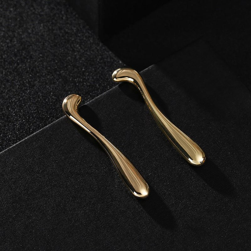 Geometric Lines Flow Gold And Silver Needle Gold Earrings Niche Alloy Earrings-Jewearrings