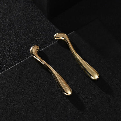 Geometric Lines Flow Gold And Silver Needle Gold Earrings Niche Alloy Earrings-Jewearrings