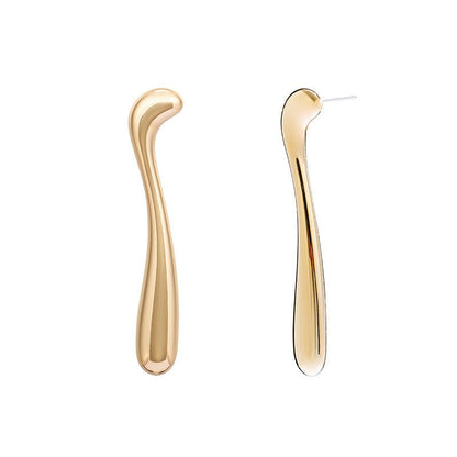 Geometric Lines Flow Gold And Silver Needle Gold Earrings Niche Alloy Earrings-Jewearrings