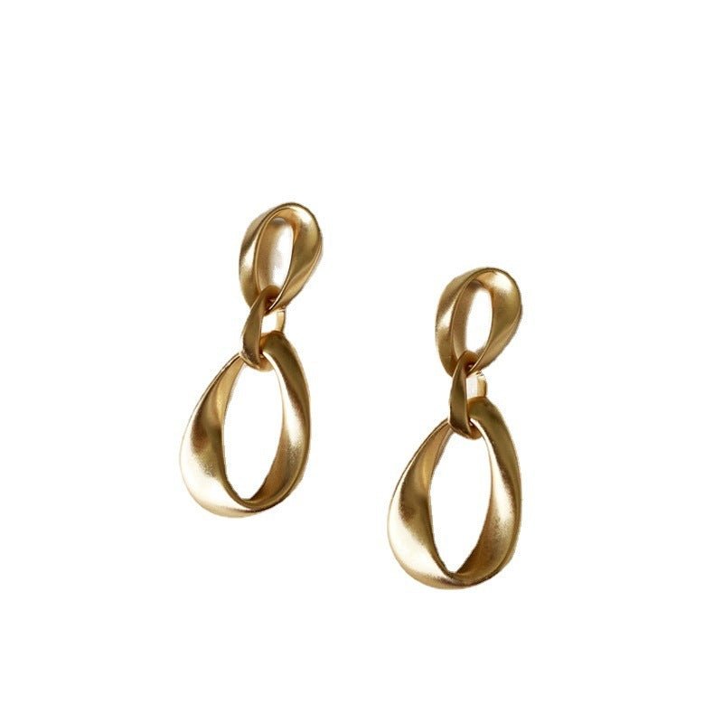 Geometric Matte Gold Temperament Earrings-Jewearrings