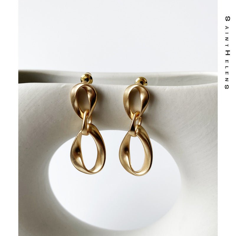 Geometric Matte Gold Temperament Earrings-Jewearrings