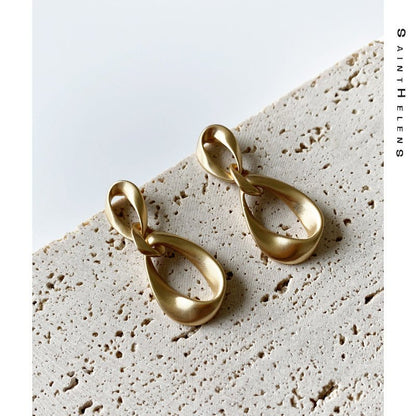 Geometric Matte Gold Temperament Earrings-Jewearrings