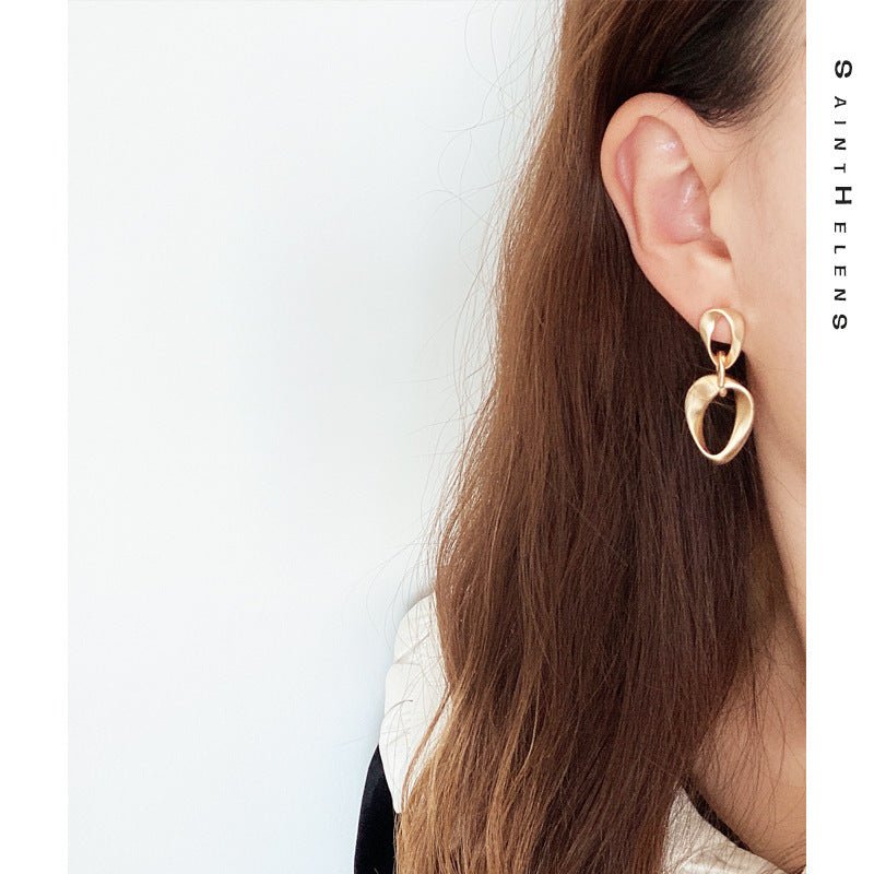 Geometric Matte Gold Temperament Earrings-Jewearrings