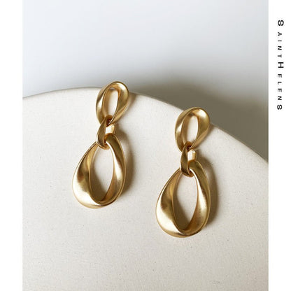 Geometric Matte Gold Temperament Earrings-Jewearrings