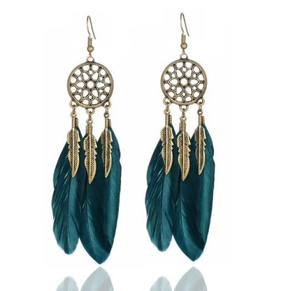 Geometric Mesh Feather Earrings-Jewearrings