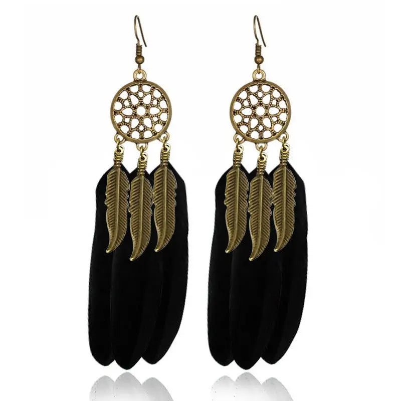 Geometric Mesh Feather Earrings-Jewearrings