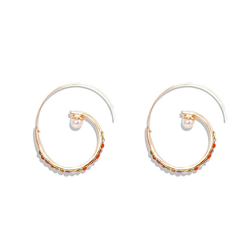 Geometric Metal Big Circle Diamond Earrings Fashion-Jewearrings