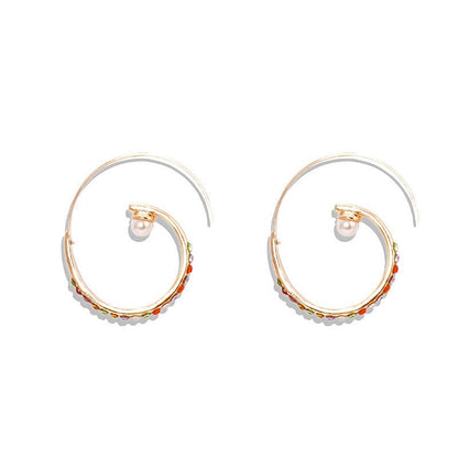 Geometric Metal Big Circle Diamond Earrings Fashion-Jewearrings