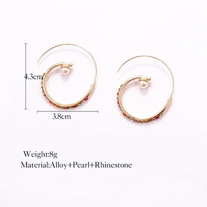 Geometric Metal Big Circle Diamond Earrings Fashion-Jewearrings