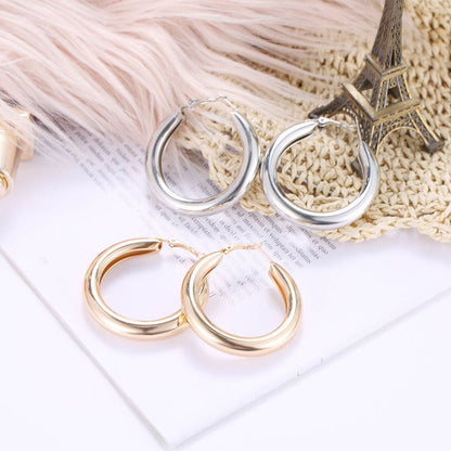 Geometric round big earrings women-Jewearrings