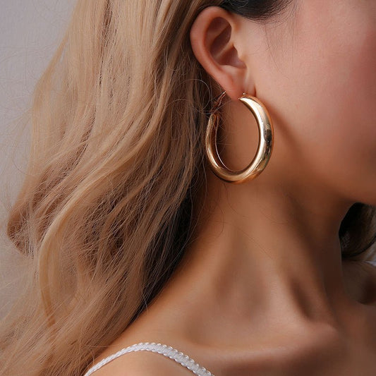 Geometric round big earrings women-Jewearrings