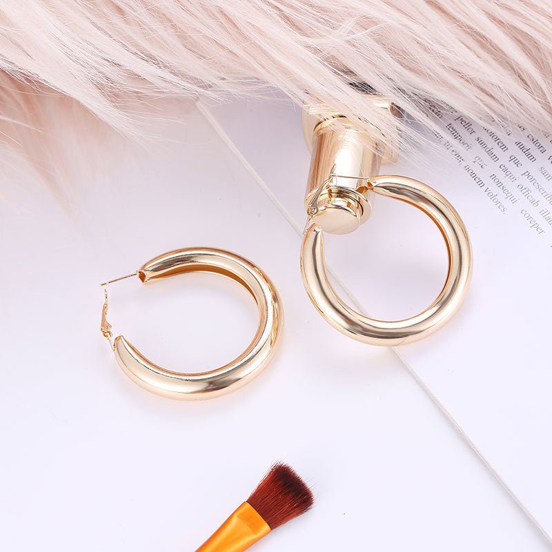 Geometric round big earrings women-Jewearrings