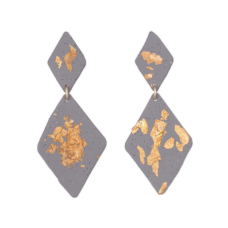 Geometric Simple Gold Leaf Handmade Soft Pottery Earrings Niche-Jewearrings