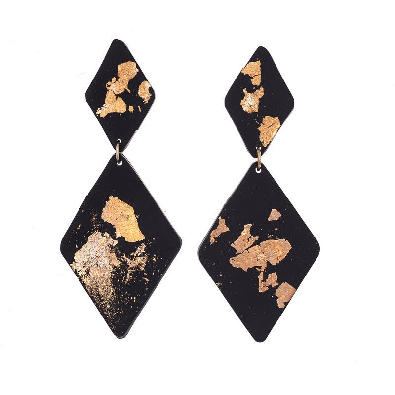 Geometric Simple Gold Leaf Handmade Soft Pottery Earrings Niche-Jewearrings