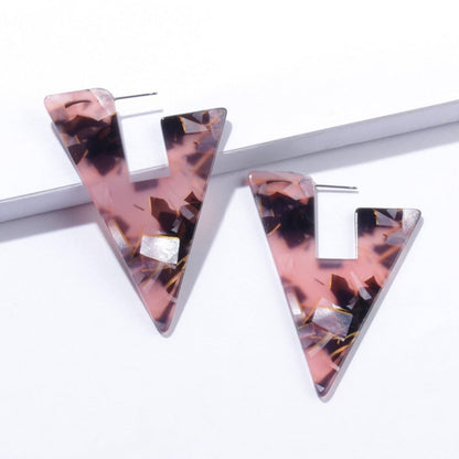 Geometric Triangle Personality Creative Acrylic Stud Earrings For Women-Jewearrings