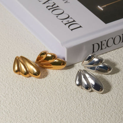 Geometry 18k Gold Stainless Steel Wing Earrings-Jewearrings