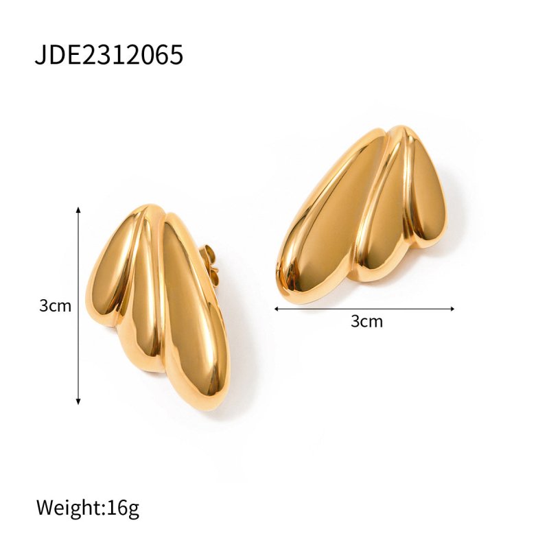 Geometry 18k Gold Stainless Steel Wing Earrings-Jewearrings