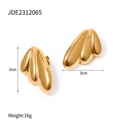 Geometry 18k Gold Stainless Steel Wing Earrings-Jewearrings