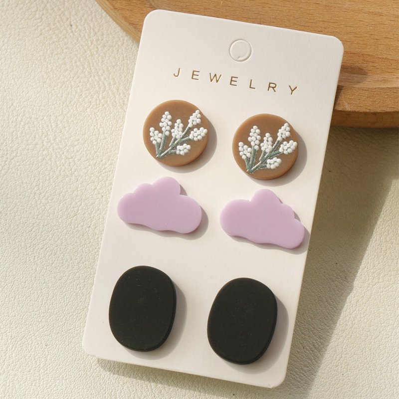 Girls Clay Texture Acrylic Earrings Set-Jewearrings