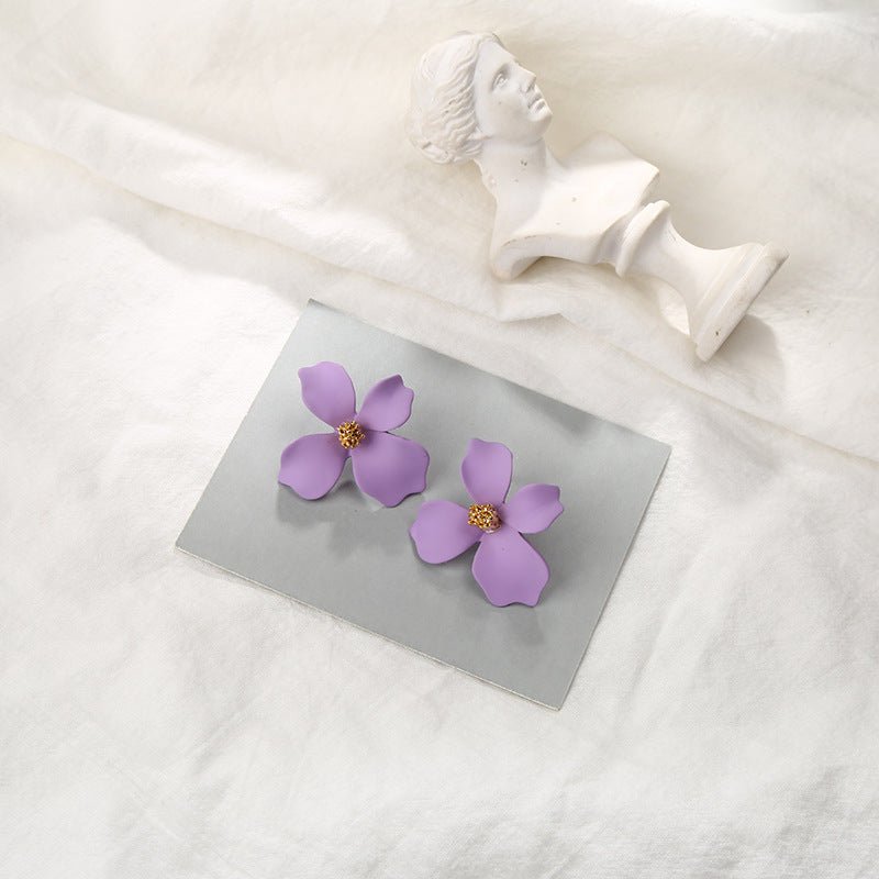 Girly Heart Fashion Spray Paint Flower Small Jewelry Stud Earrings-Jewearrings