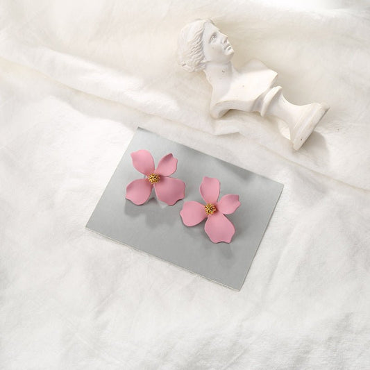 Girly Heart Fashion Spray Paint Flower Small Jewelry Stud Earrings-Jewearrings