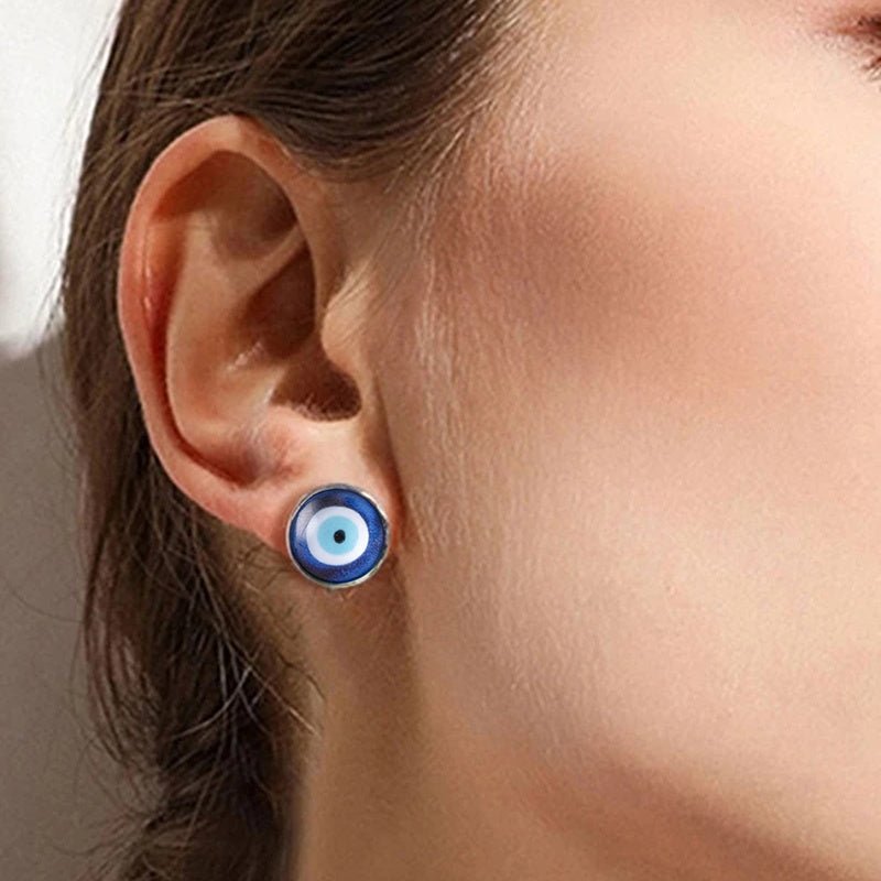 Glass Turkish Blue Eye Stud Earrings-Jewearrings