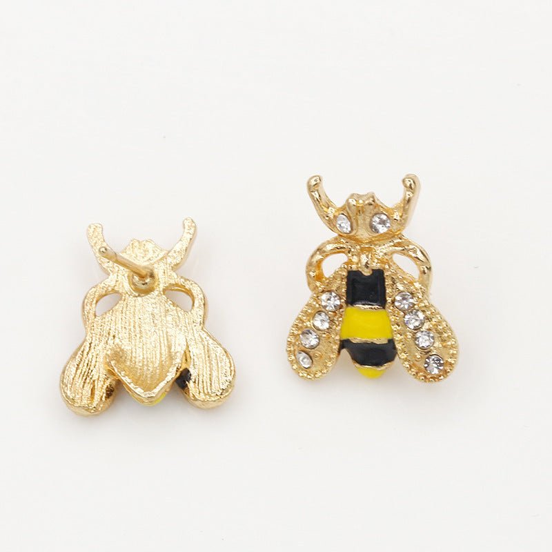 Glazed drop oil with diamond bee earrings-Jewearrings