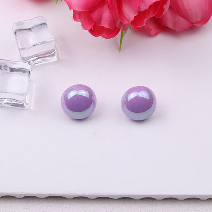 Glossy Candy-colored Round Acrylic Earrings-Jewearrings