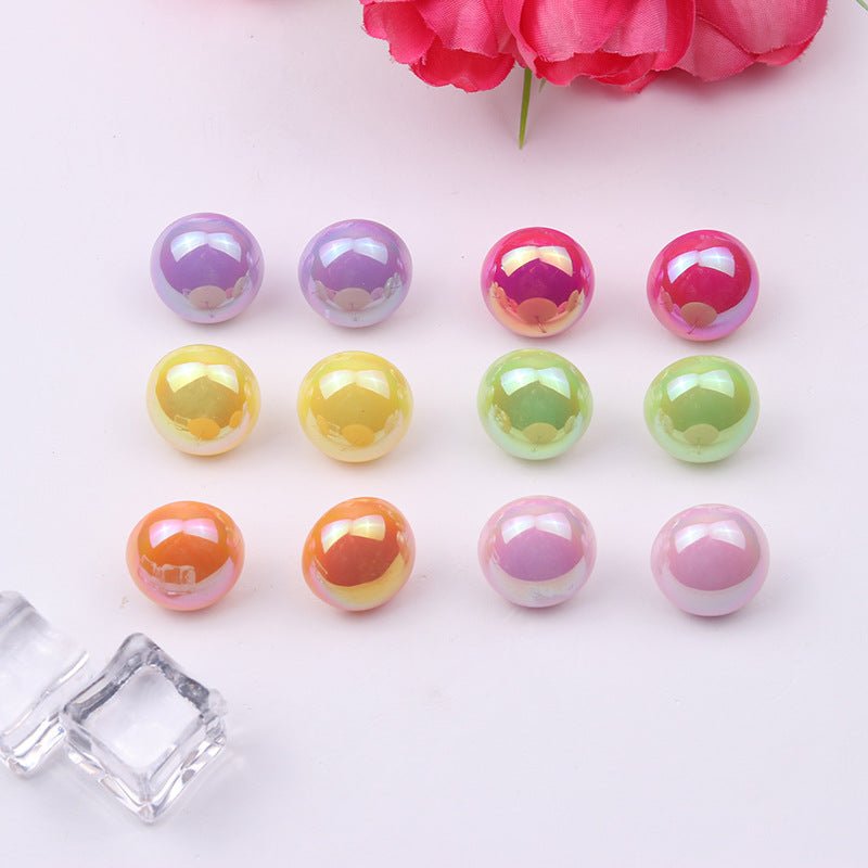 Glossy Candy-colored Round Acrylic Earrings-Jewearrings